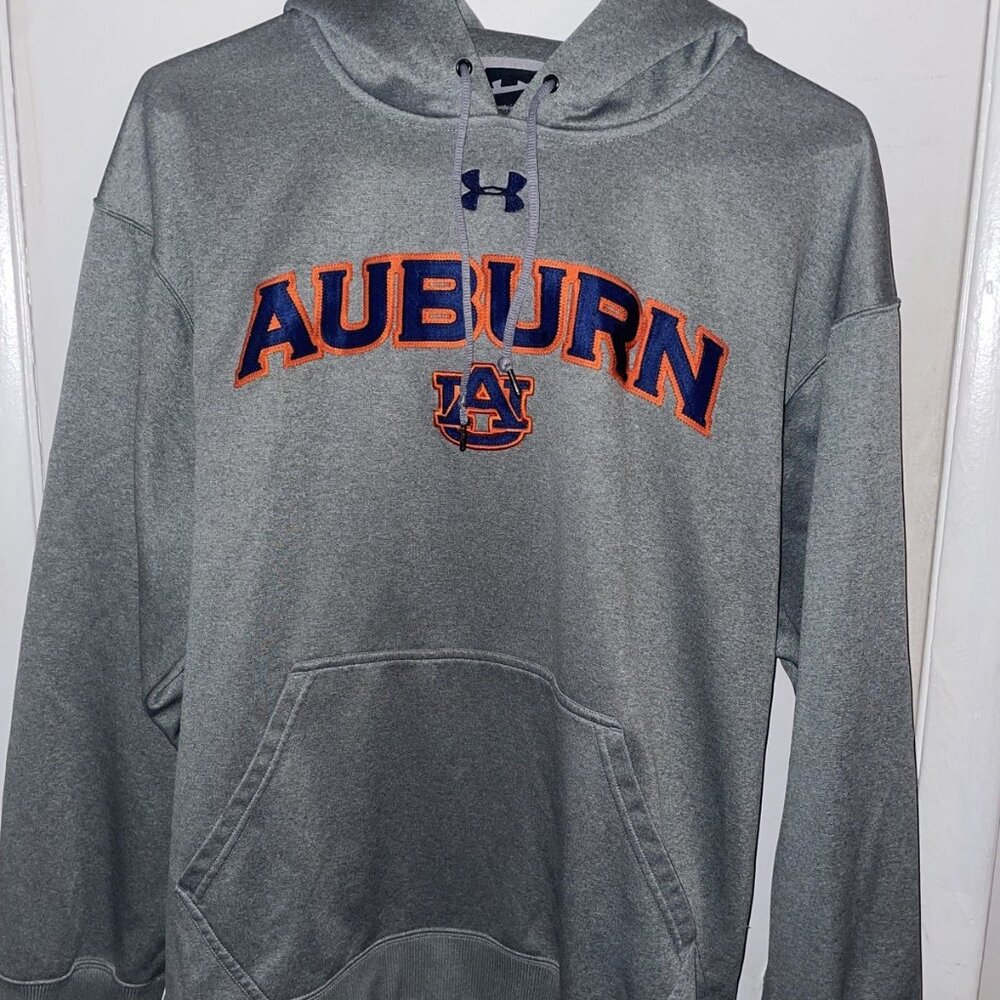 Under Armour Auburn Tigers Hoodie Men Large Gray Sweater Size Large